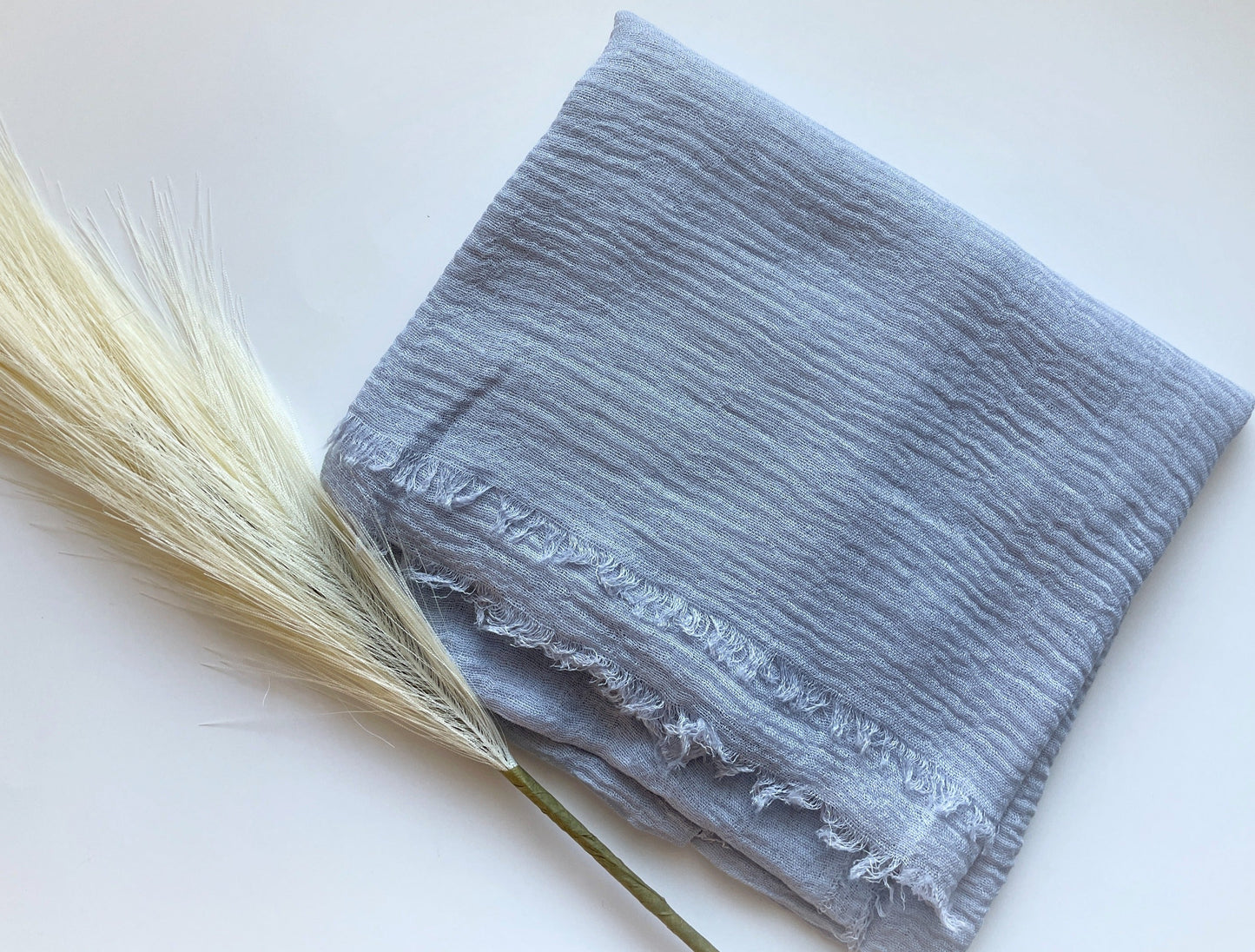 Cotton Crinkle Hijab - Light Sky Gray