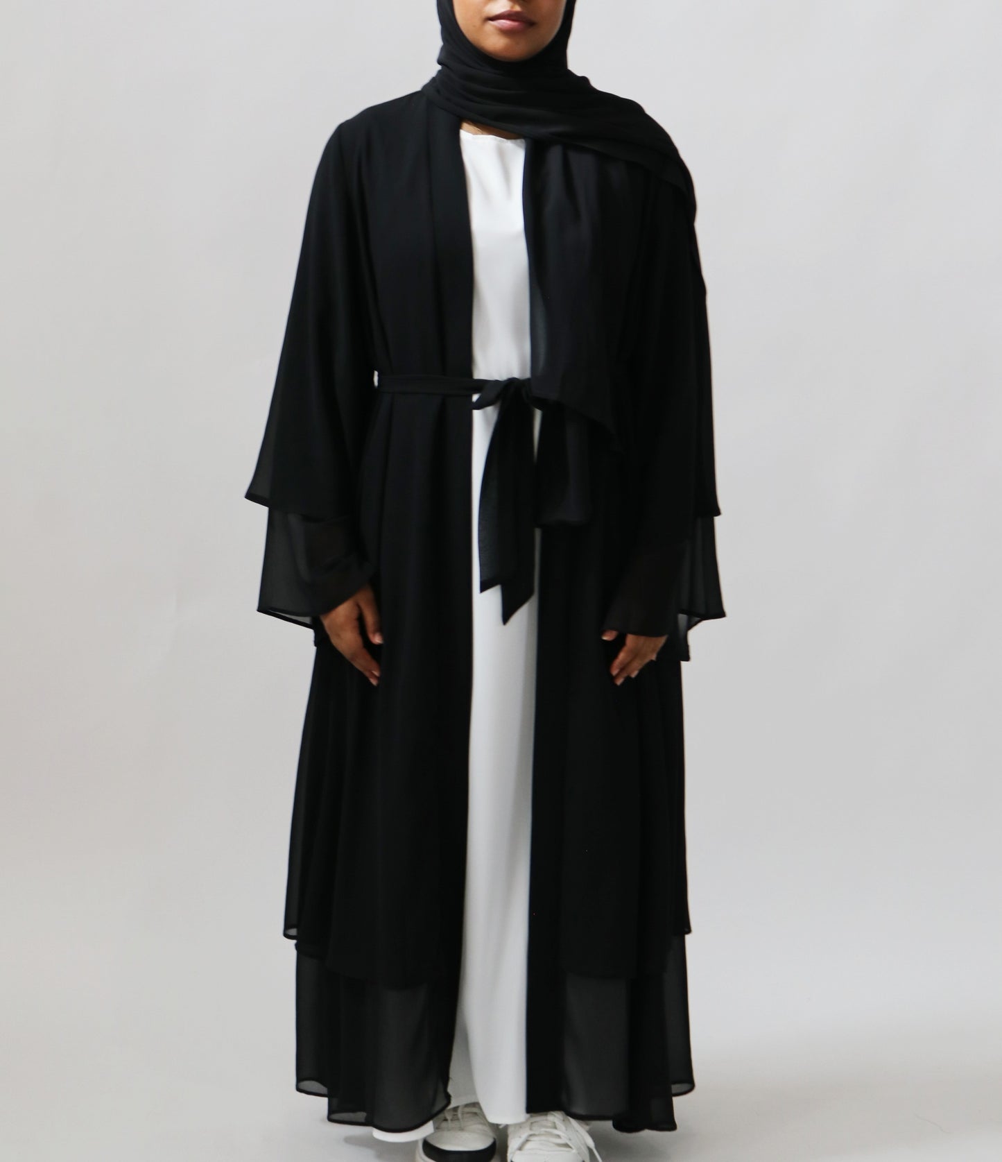 Noor Layered Abaya (With Matching Hijab) Black