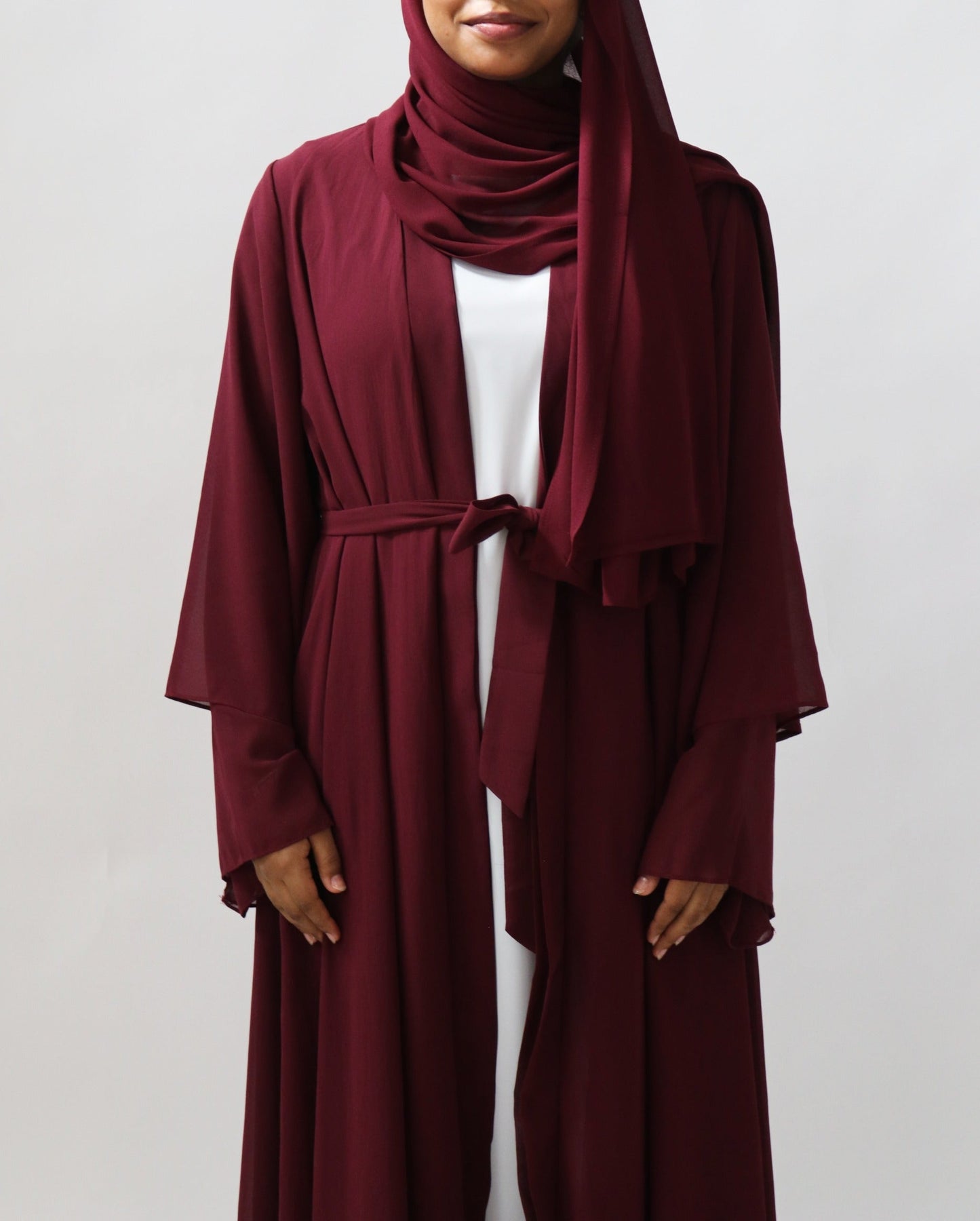 Noor Layered Abaya (With Matching Hijab) Maroon