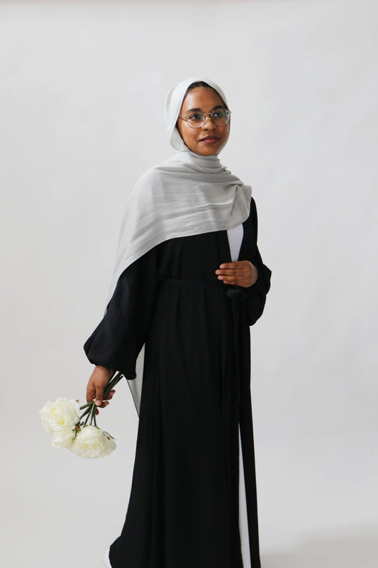 Amina Satin Abaya (With Pockets) Black