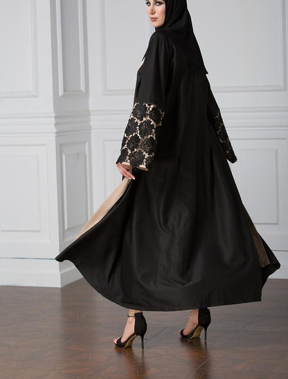 AMIRA Floral Lace Sleeve Open Abaya