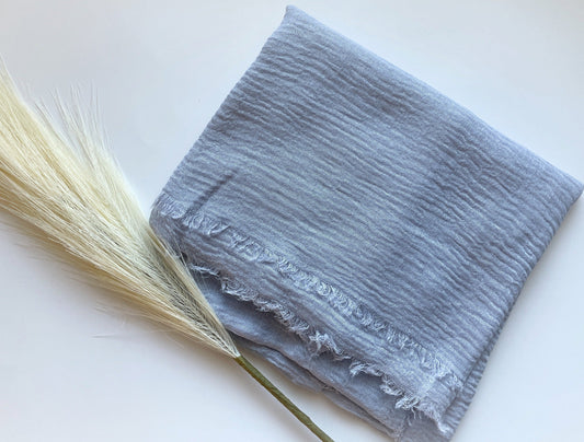 Cotton Crinkle Hijab - Light Sky Gray