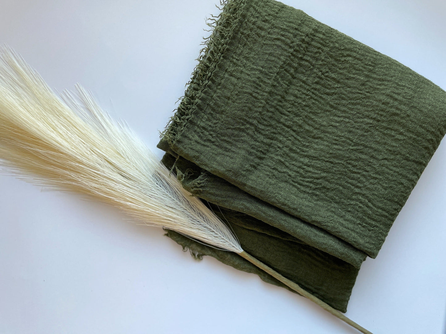 Cotton Crinkle Hijab - Olive Green