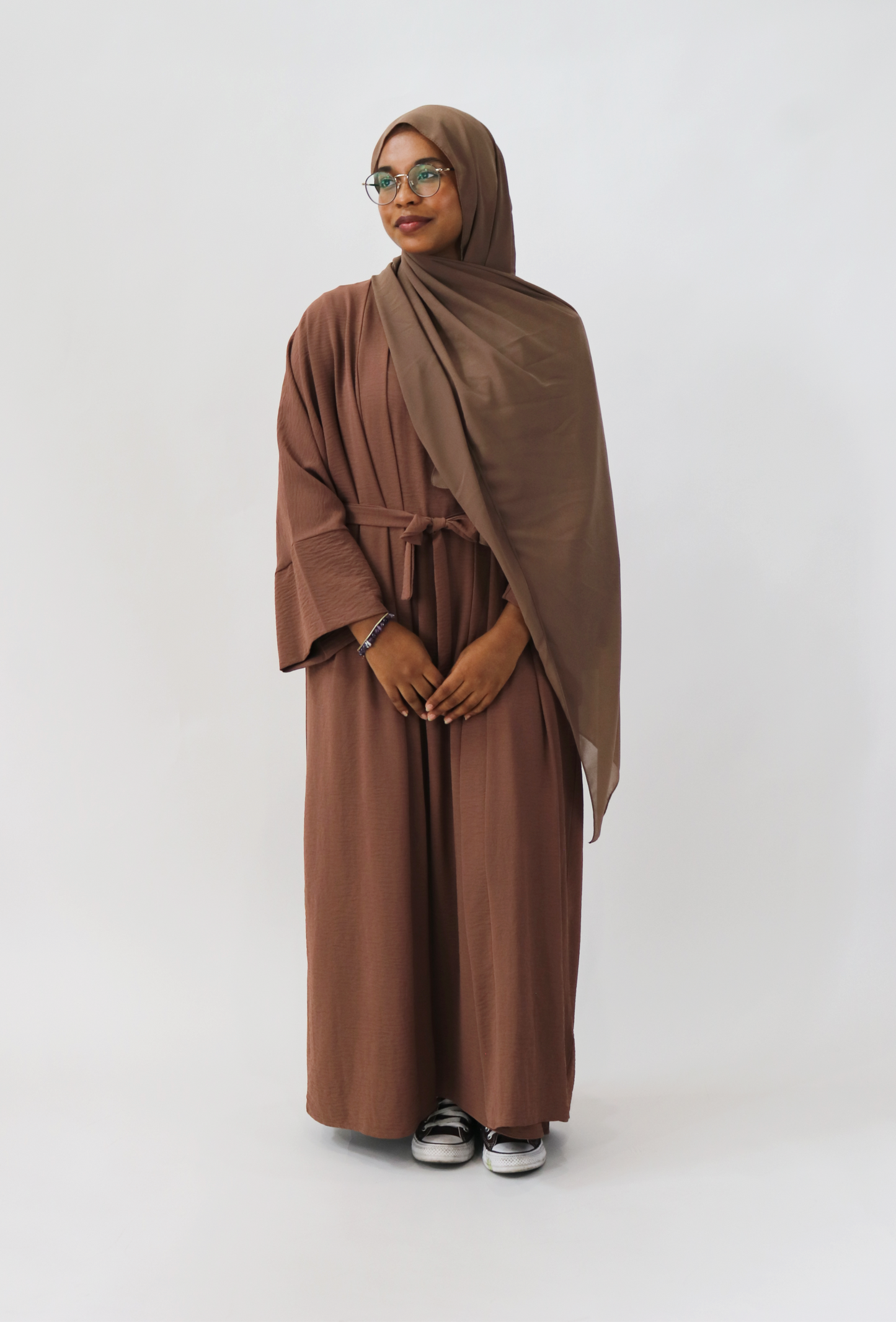 Layla Abaya (With Underslip & Pockets) Mocha Brown