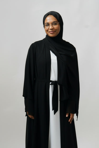 Noor Layered Abaya (With Matching Hijab) Black