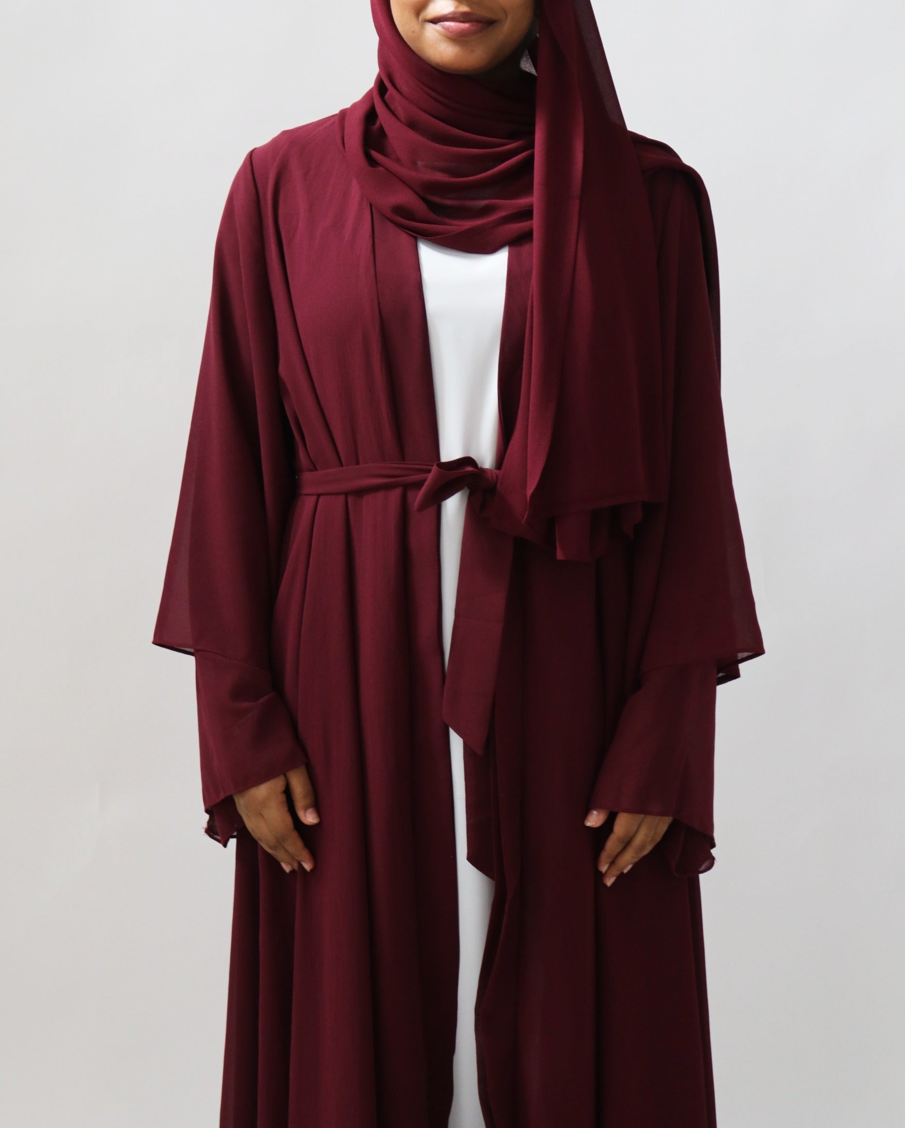 Noor Layered Abaya (With Matching Hijab) Maroon